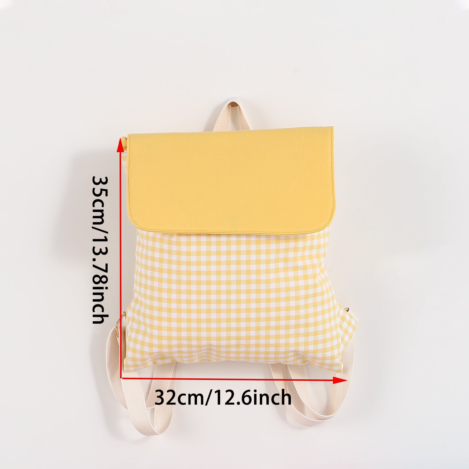 Blue Gingham Checkered Canvas Backpack – Trendy Aesthetic School & Travel Bag