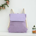 Purple Gingham Checkered Canvas Backpack – Trendy Aesthetic School & Travel Bag