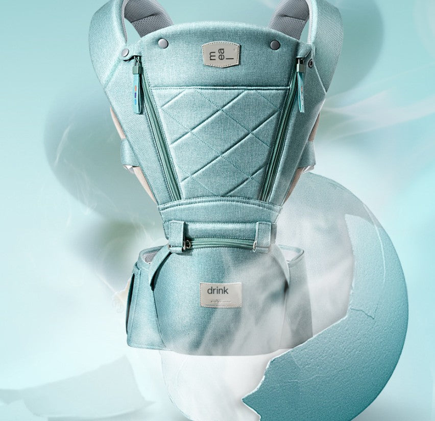 Baby Carrier with Bass Bear Hip Seat – Front Carry, Adjustable & Comfortable