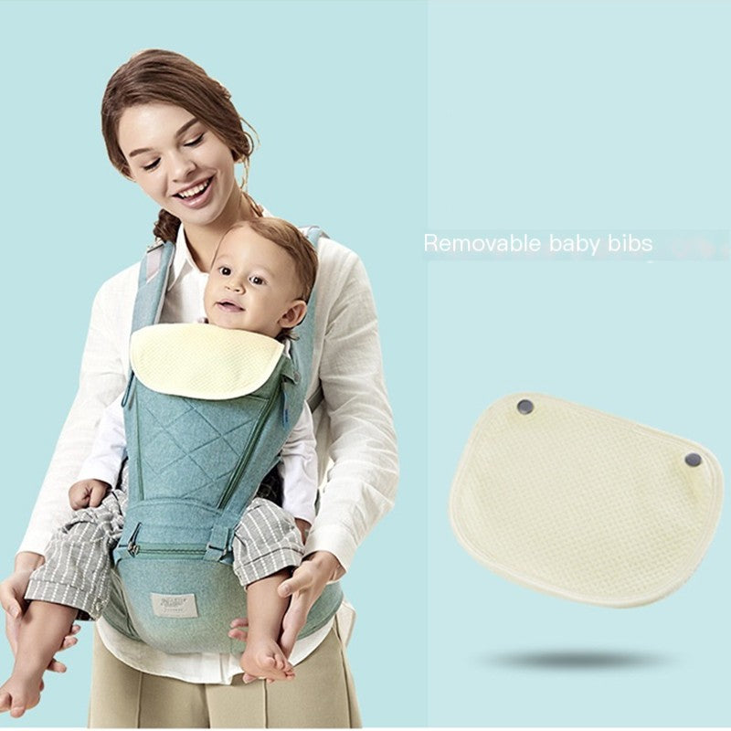 Baby Carrier with Bass Bear Hip Seat – Front Carry, Adjustable & Comfortable