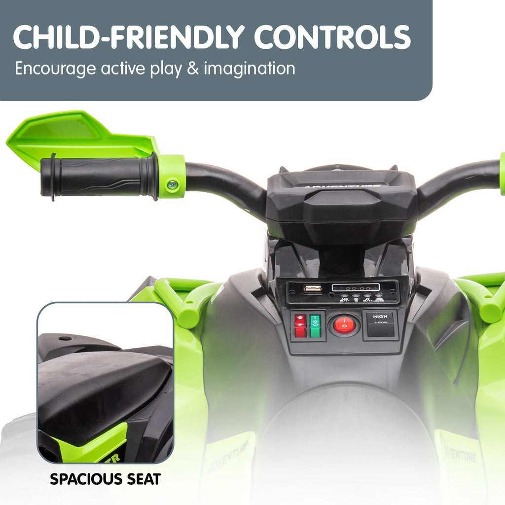 NNEDPE GTS99 Kids Toy Electric Ride On Quad Bike Toy ATV 50W - Green-3