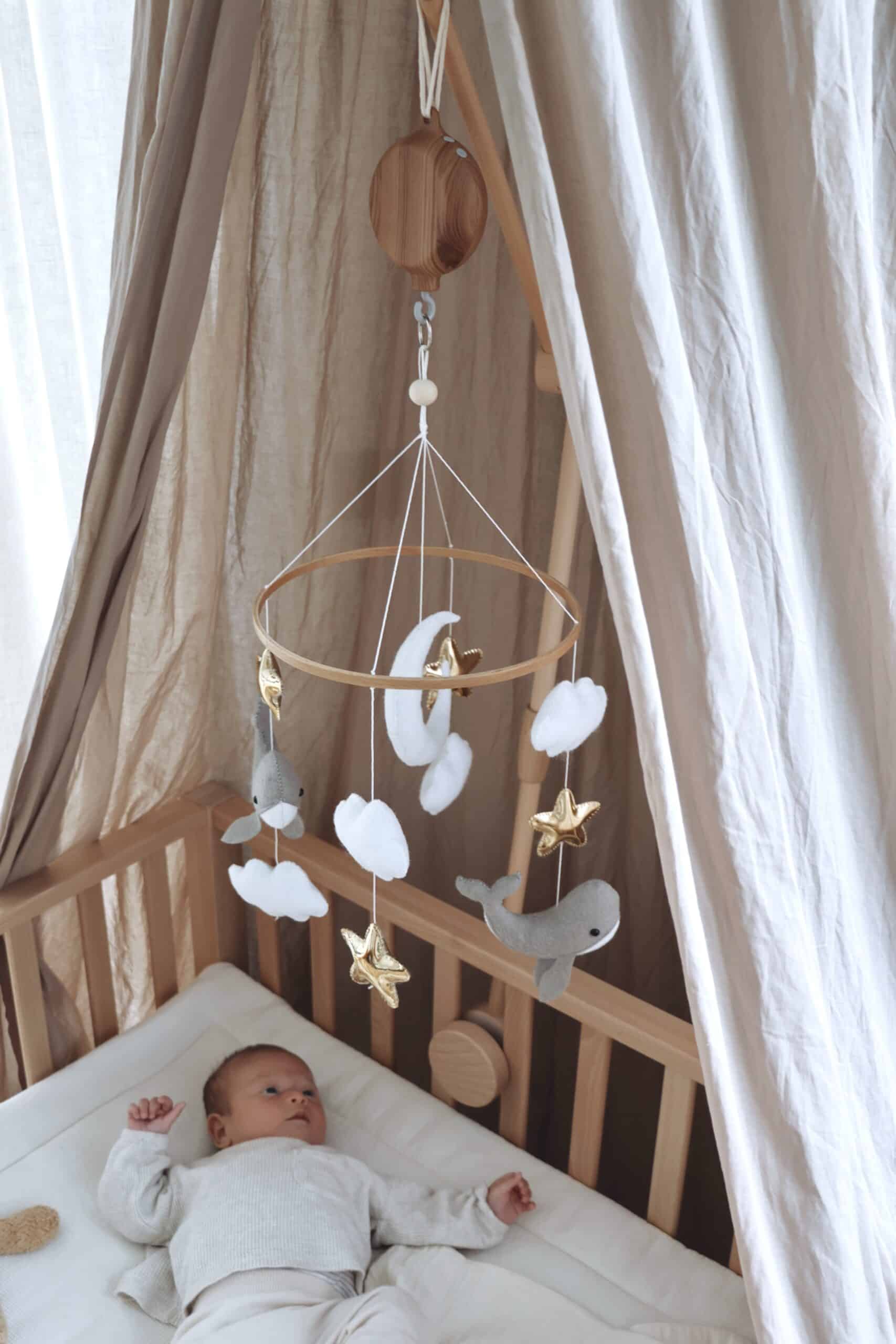 Handmade Little Whales baby mobile-16