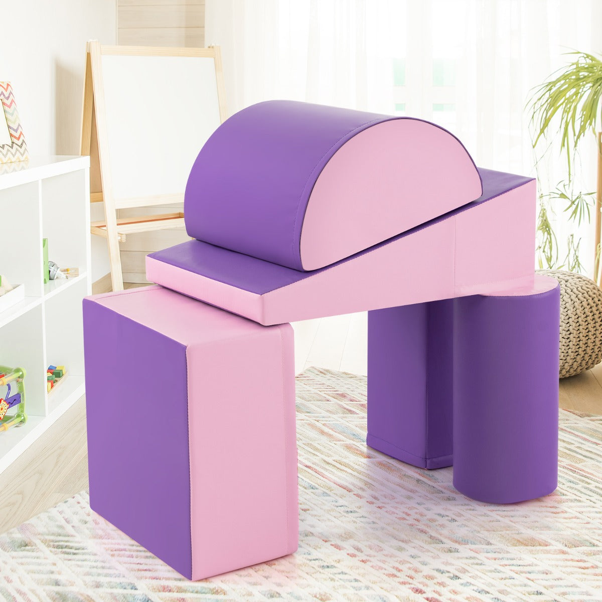 purple kids foam climb and crawl playset indoor toy