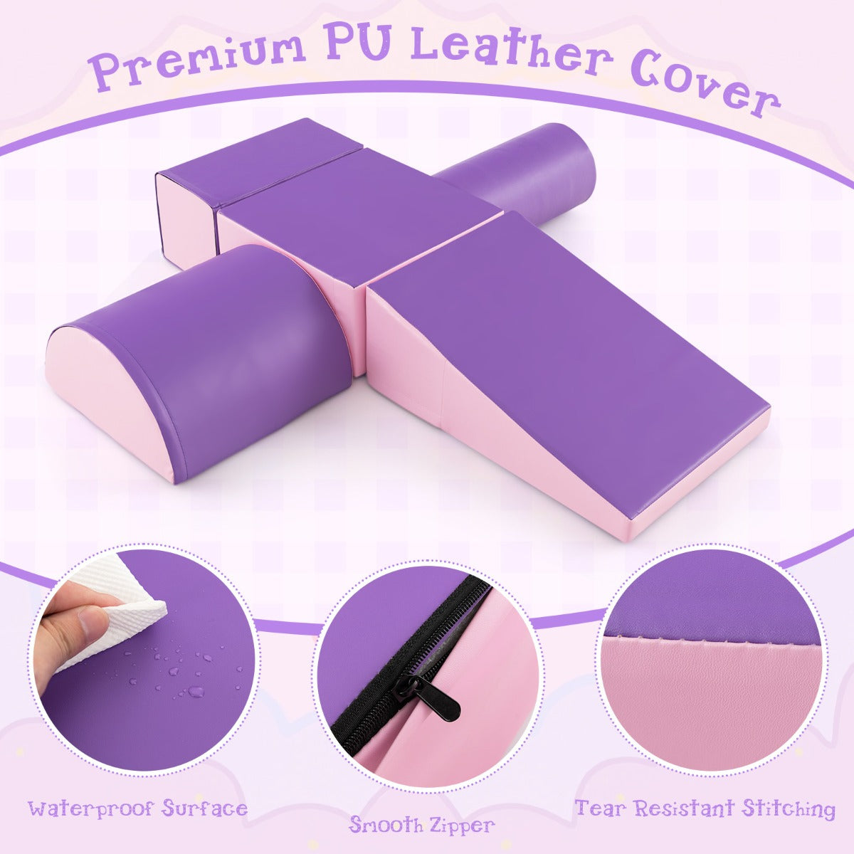 purple kids foam climb and crawl playset indoor toy