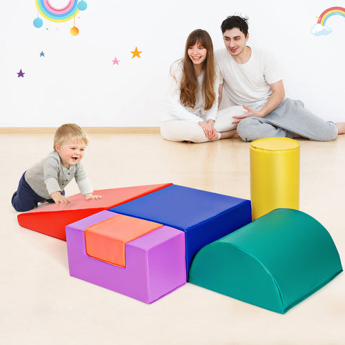 NNECW 6 Pieces Indoor Climb and Crawl Activity Playset  for Kids-Red-0