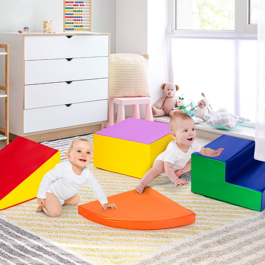 kids 4-piece climb and crawl foam playset orange indoor toy