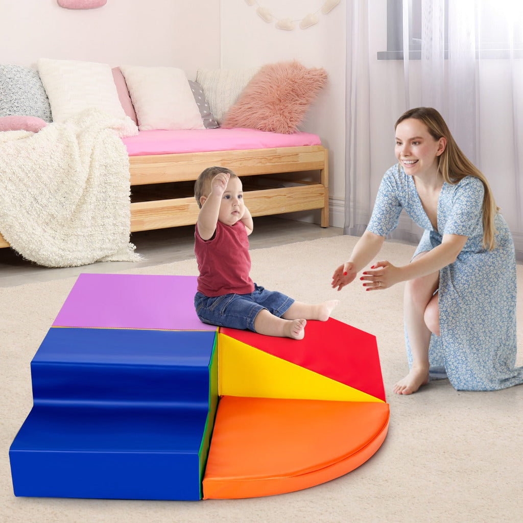 kids 4-piece climb and crawl foam playset orange indoor toy