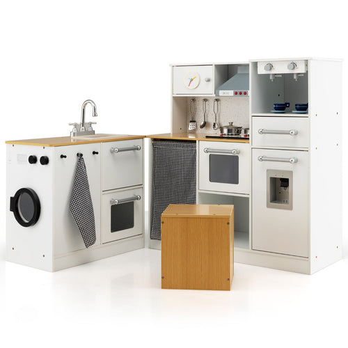 kids 2-piece kitchen playset with 7 cooking accessories