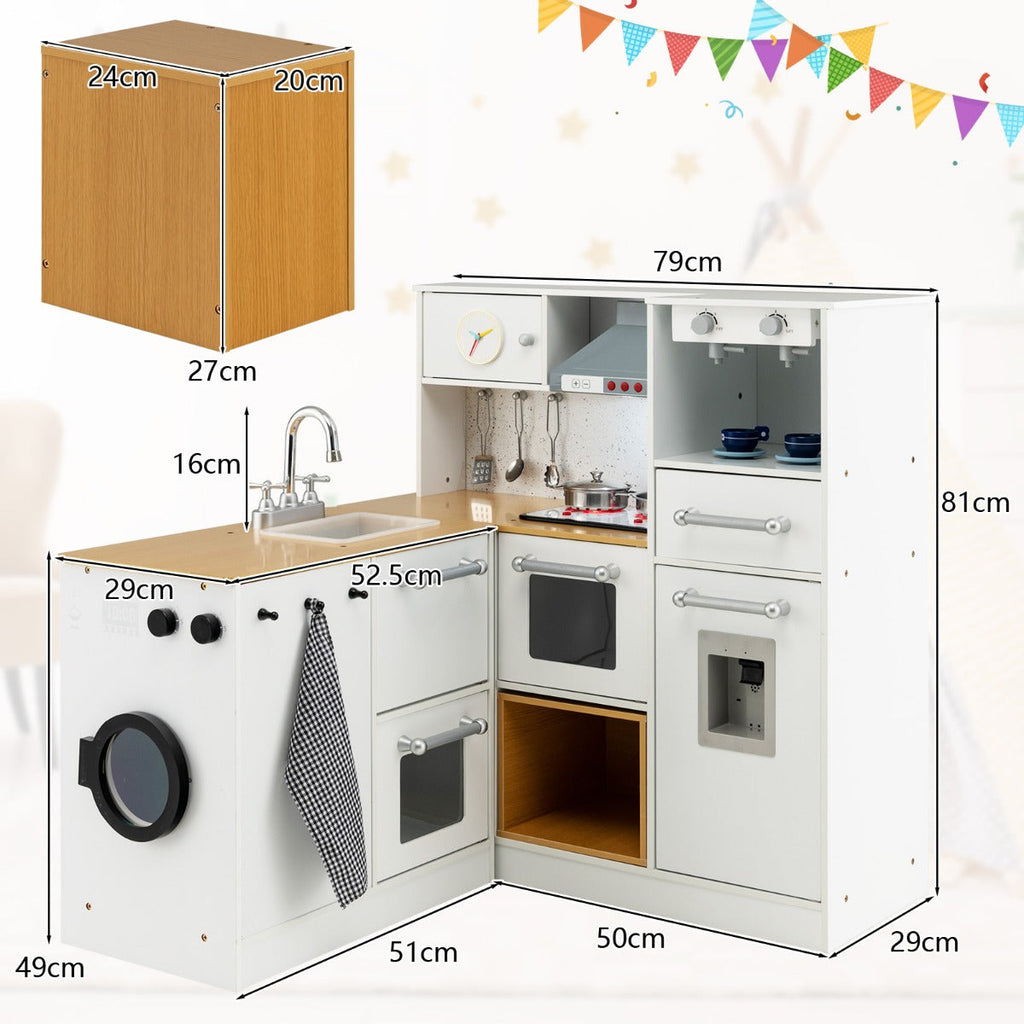 kids 2-piece kitchen playset with 7 cooking accessories