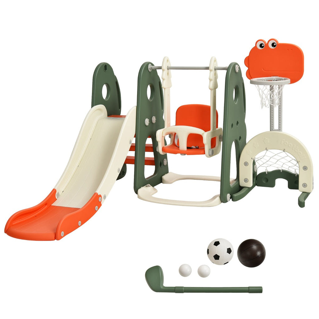 NNECW 6 in 1 Climber Slide Playset with Basketball Hoop for Kids-1
