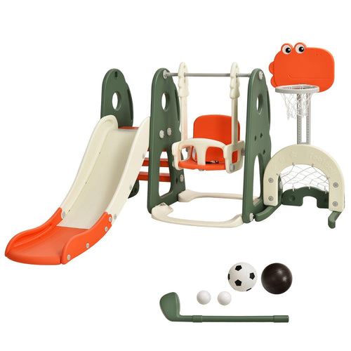NNECW 6 in 1 Climber Slide Playset with Basketball Hoop for Kids-1