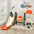 NNECW 6 in 1 Climber Slide Playset with Basketball Hoop for Kids-0